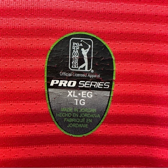 PGA Tour Class Fit Golf Polo Shirt Men's XL Size Red Striped Short Sleeve Casual - Picture 3 of 8